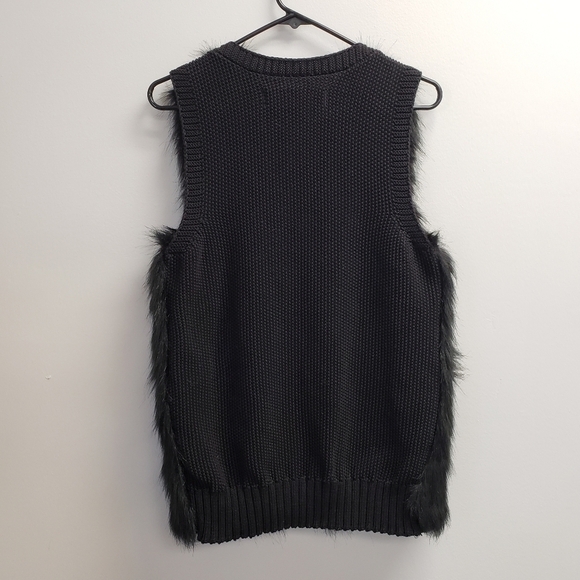 Sebby Collection Womens Black Faux Fur Knit Back Vest Size Medium - Picture 2 of 7